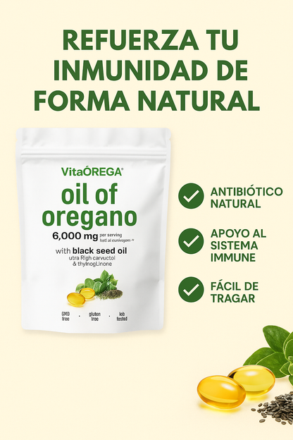 VitaOrega – Aceite de Orégano + Semilla Negra Natural™ | Bienestar digestivo e inmune 100% natural