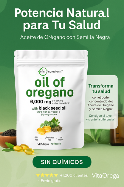 VitaOrega – Aceite de Orégano + Semilla Negra Natural™ | Bienestar digestivo e inmune 100% natural